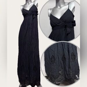 Sinéquanone Black Maxi Dress W/ Bow & Crochet Detailing